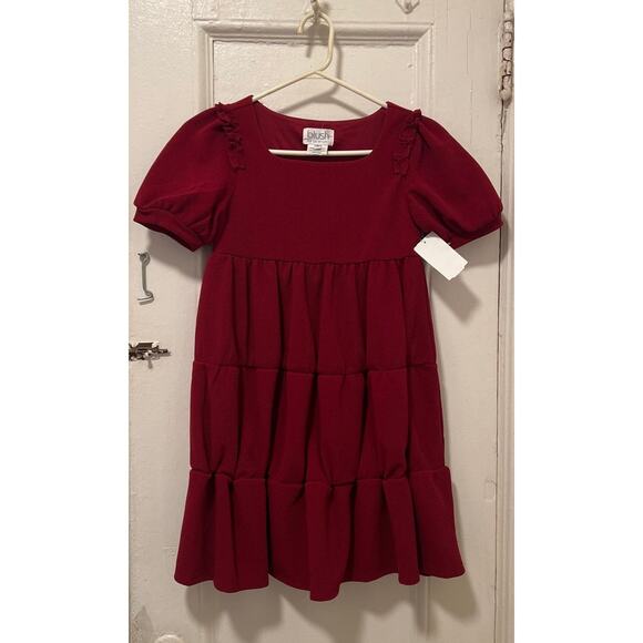 Girls Blush by US Angels Pouf Sleeve Tiered Ruffle Dress NWT Size 8 - Picture 2 of 12